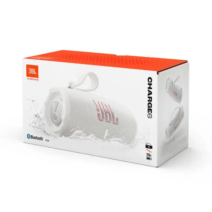 JBL Charge 6 Bluetooth portable speaker, white
