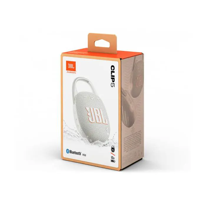 JBL Clip 5 Bluetooth portable speaker, white