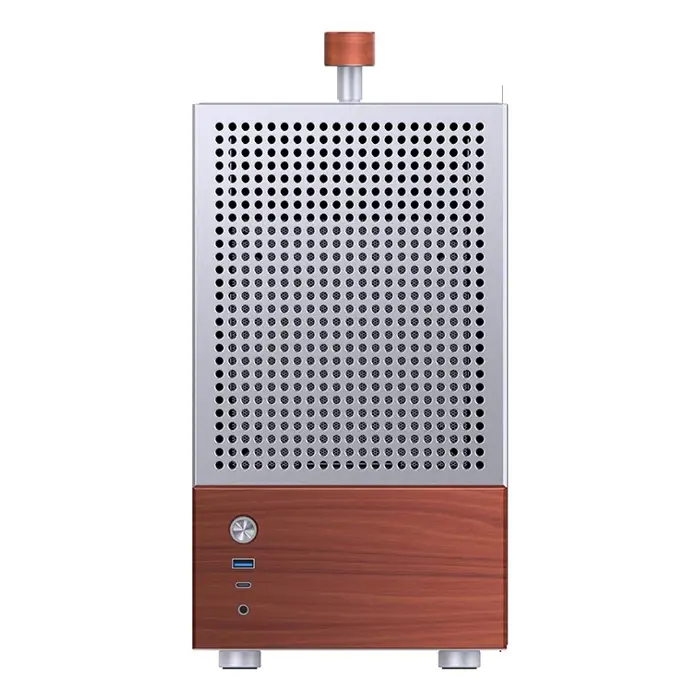 Jonsbo T6 PC Case, Mini-Tower, Mini-ITX, Tempered Glass, Wood - Silver