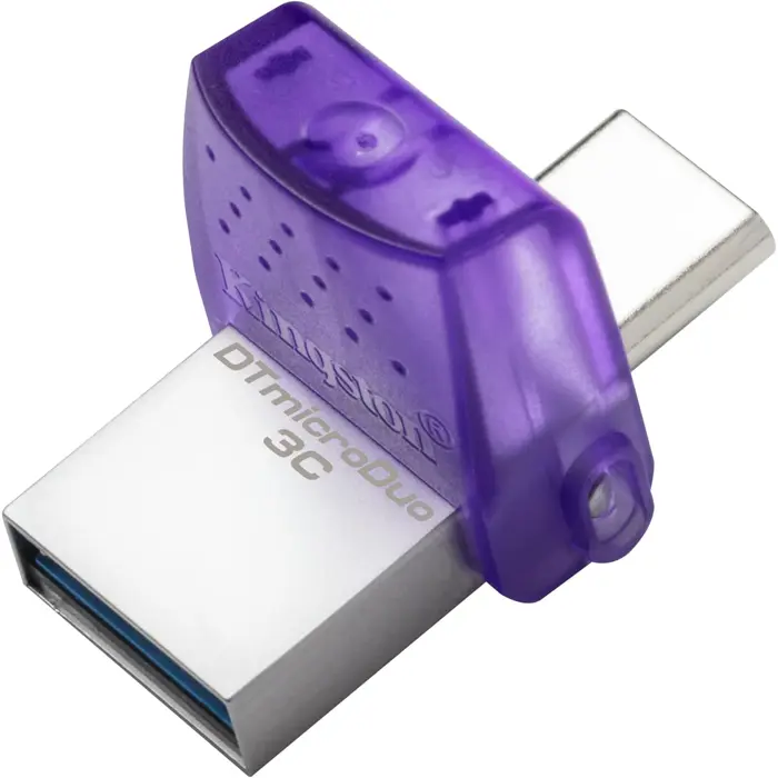 Kingston DataTraveler microDuo 3C 256GB USB Stick (Purple/Transparent, USB-A 3.2 Gen 1, USB-C 3.2 Gen 1)