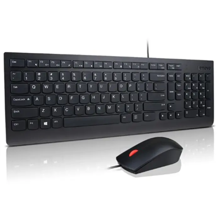 Lenovo Essential Wired Combo Black US Euro keyboard Mouse included Universal USB
