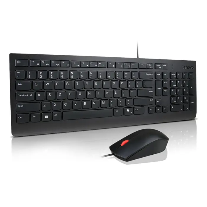 Lenovo Essential Wired Combo Black US Euro keyboard Mouse included Universal USB