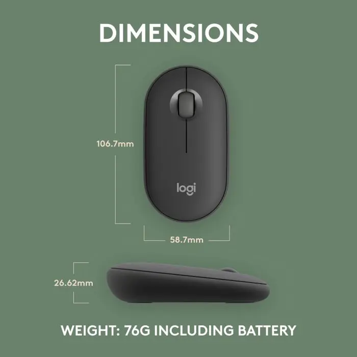 Logitech Mouse Pebble 2 M350S Wireless, graphite