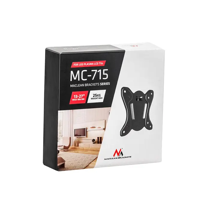 Maclean MC-715 Small TV Bracket Wall Mount for TV Monitor 13-27" LCD LED Plasma 75x75 100x100