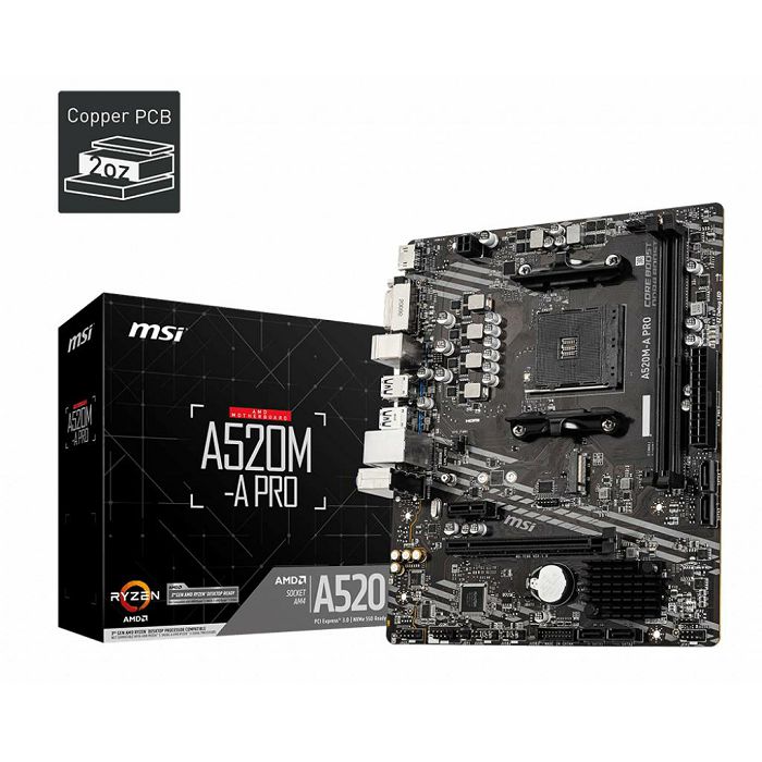 Matična ploča MSI A520M-A PRO, AMD A520, DDR4, mATX, s. AM4