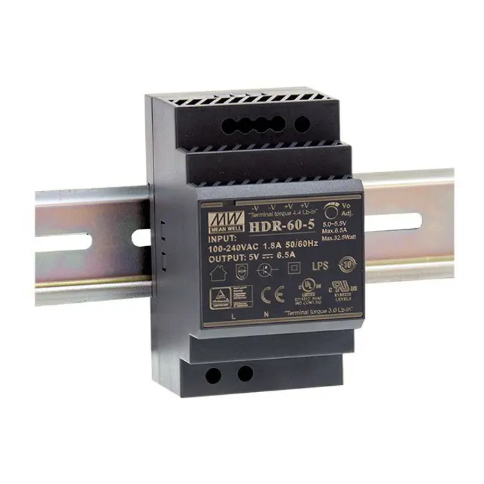 MEAN WELL HDR-60-24 SWITCHED-MODE POWER SUPPLY FOR DIN RAIL 24V/60W/2.5A