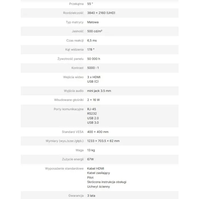 Monitor informacyjny Avtek DS2 55