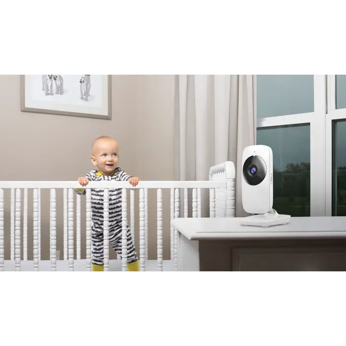 Motorola | Video Baby Monitor | VM481 2.0" | 2.0" diagonal color screen; LED sound level indicator; Infrared night vision; 2.4GHz FHSS wireless technology for in-home viewing; Digital zoom; High sensi