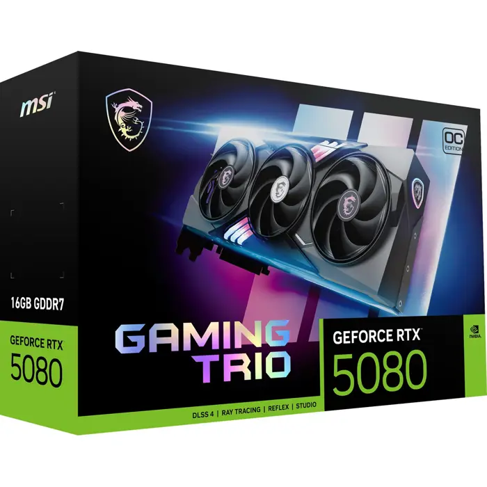 MSI GAMING GEFORCE RTX 5080 16G TRIO OC graphics card NVIDIA 16 GB GDDR7