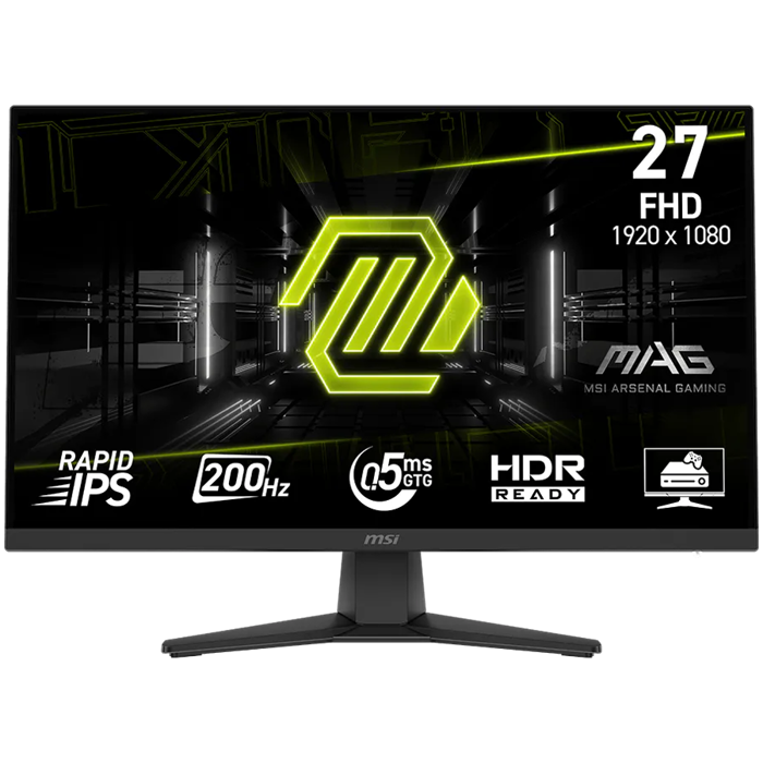 MSI MAG 272F, 27", FHD, Rapid IPS, 200Hz, 0.5ms, AMD FreeSync Premium, HDR Ready, 2x HDMI 2.0b, 1x DP 1.2a