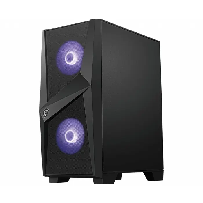 MSI MAG FORGE 100M Mid Tower Gaming Computer Case 'Black, 2x 120mm RGB PWM Fan, 1x 120mm Fan, 1-6 RGB Hub, Tempered Glass Panel, ATX, mATX, mini-ITX'