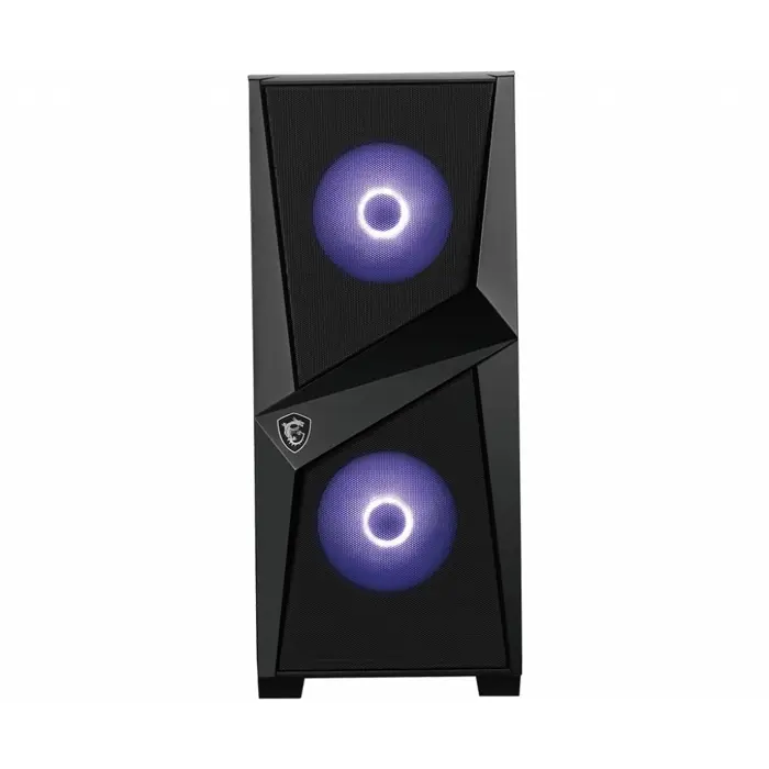 MSI MAG FORGE 100M Mid Tower Gaming Computer Case 'Black, 2x 120mm RGB PWM Fan, 1x 120mm Fan, 1-6 RGB Hub, Tempered Glass Panel, ATX, mATX, mini-ITX'