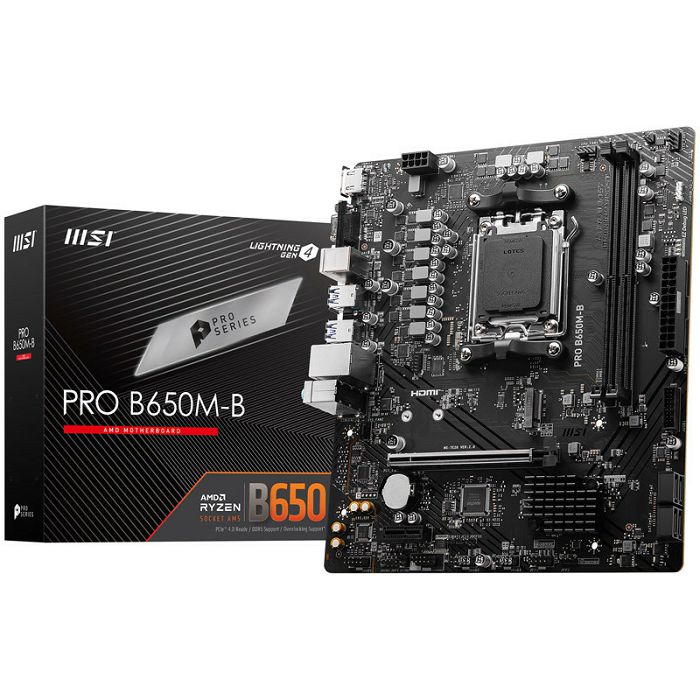 MSI Pro B650M-B, AMD B650 Mainboard - Socket AM5, DDR5-7E28-005R