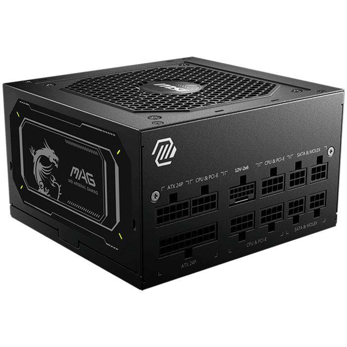 MSI PSU MAG A750GL PCIE5 II, 750W 80Plus Gold, Active PFC, Fully Modular, 12VHPWR, ATX 3.1