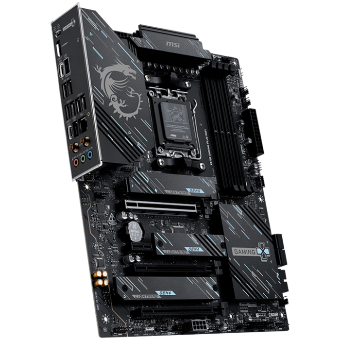 MSI X870E GAMING PLUS WIFI, ATX, Socket AM5, 4x DDR5 Dual Channel DDR5 up to 8200(OC)MHz, 3x PCIe x16 slot, 3x M.2 slot, 4x USB 2.0, 2x USB 5Gbps, 2x USB 10Gbps, 1x 20Gbps Type-C, 1x 40Gbps Type-C, HD