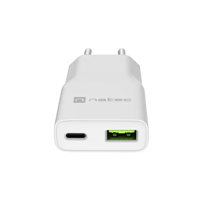 NATEC USB CHARGER RIBERA GAN SLIM USB-A USB-C 20W