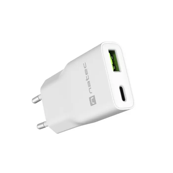 NATEC USB CHARGER RIBERA GAN SLIM USB-A USB-C 20W