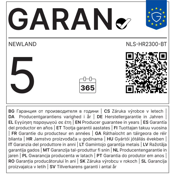 Newland NLS-HR2300-BT 2D bežični barcode čitač, bluetooth, USB, crni