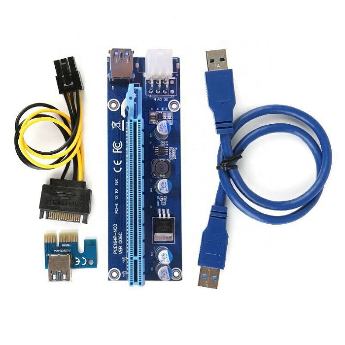 Pci-e Riser Card USB3.0 6pin/Sata, Ver. 006C