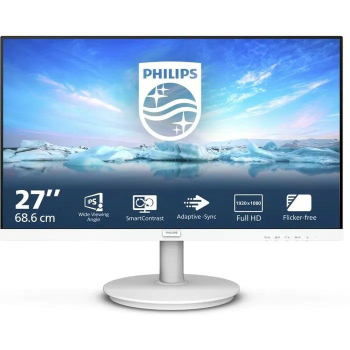 Philips 27" 271V8AW, VGA, HDMI, zvuč., bijeli, FHD, 75 hz