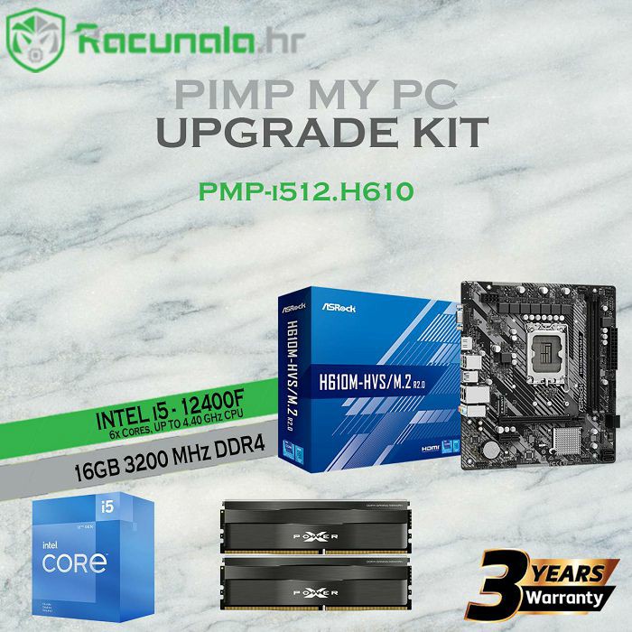 PimpMyPC Upgrade Kit i512.H610 (Intel i5 12400F, H610M, 16GB DDR4 3200MHz)