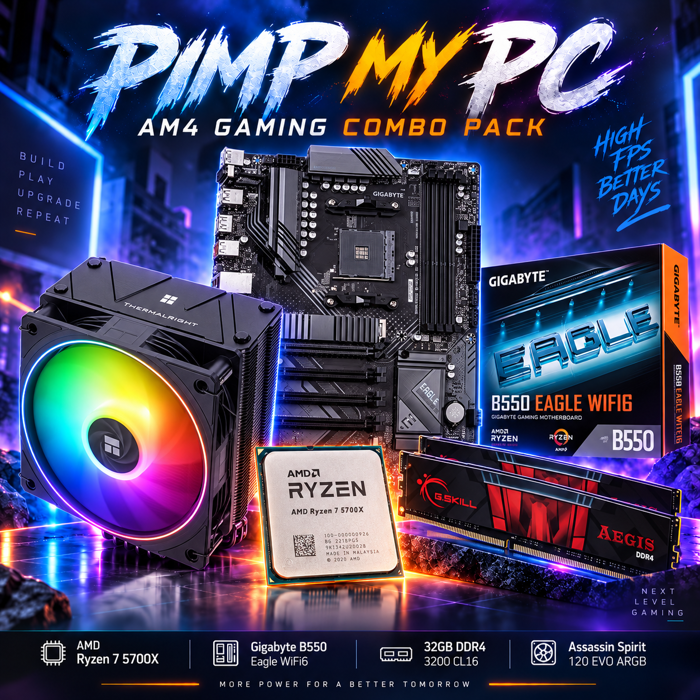 PimpMyPC Upgrade Kit R7B550 (Ryzen 7 5700X, AirC., B550, 32GB DDR45)
