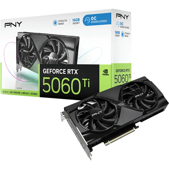 PNY GeForce RTX 5060 Ti OC 16GB, graphics card DLSS 4, 3x DisplayPort, 1x HDMI 2.1