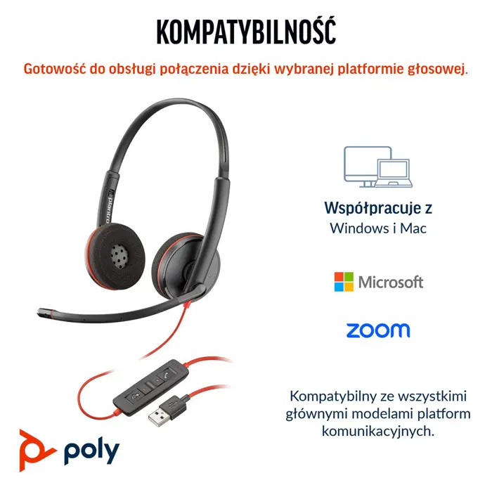 Poly Blackwire 3220 Stereo USB-C Black