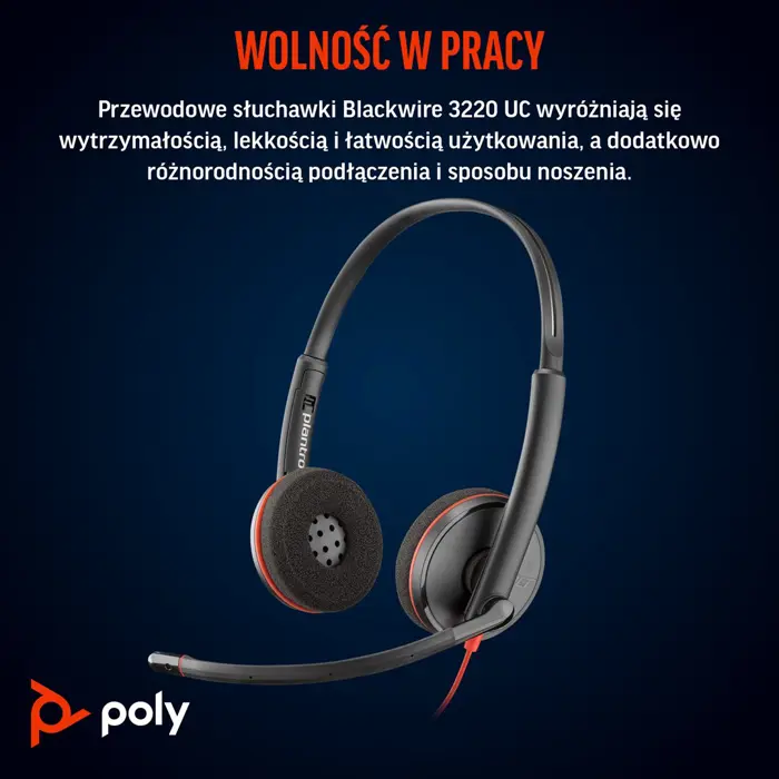 Poly Blackwire 3220 Stereo USB-C Black