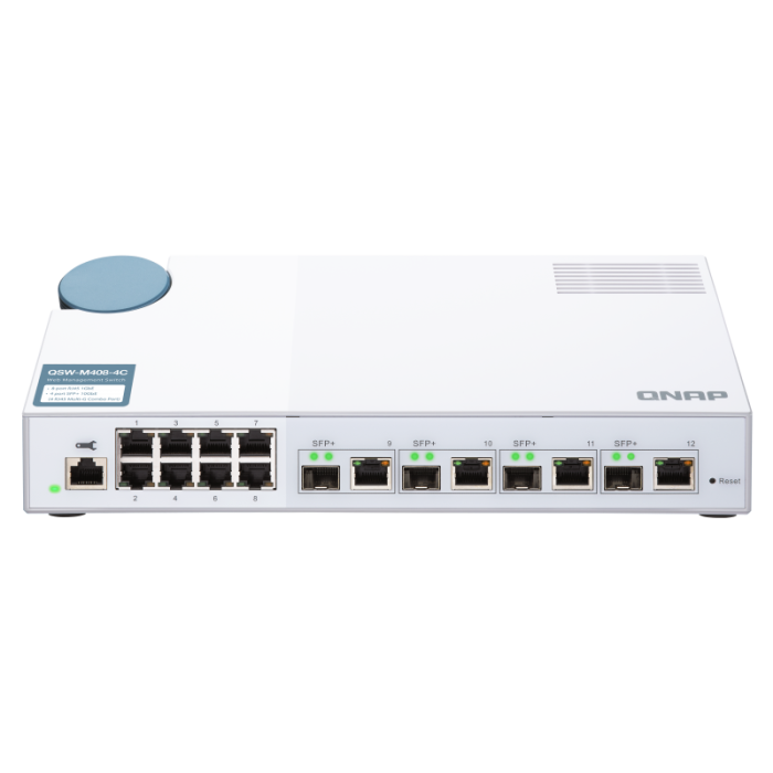 QNAP 12 port switch 4x 10Gb, 8x 1Gb