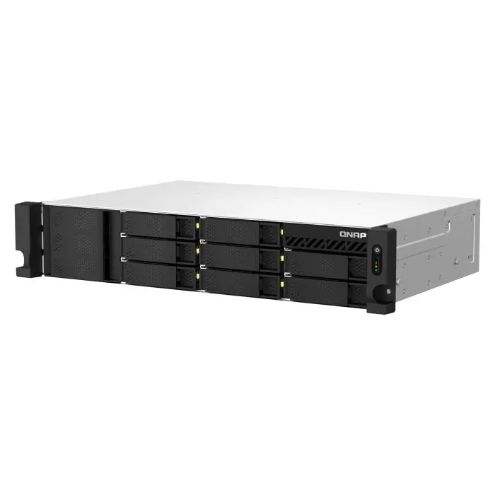"QNAP NAS for 8 disks, 4GB RAM, 2.5Gb network, rack 2U."