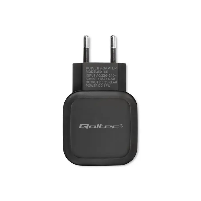 Qoltec 50186 Charger 17W | 5V | 3.4A | 2xUSB
