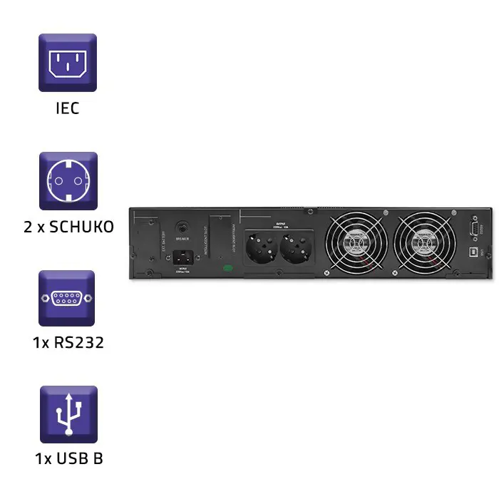 Qoltec RACK UPS | 3kVA | 2400W | LCD