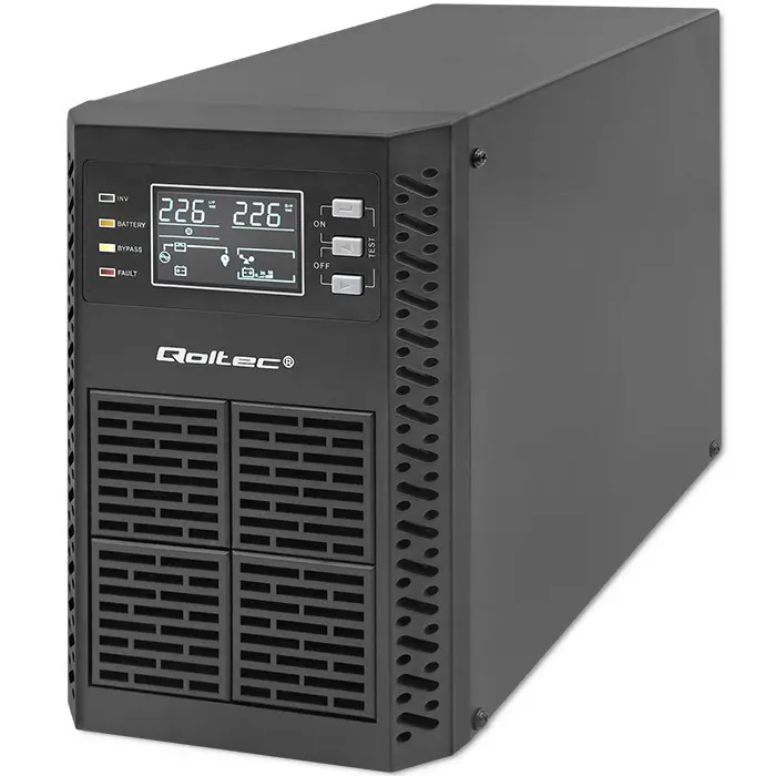 Qoltec Uninterruptible Power Supply (UPS) | 1kVA | 1000W | Power Factor 1.0 | LCD | EPO | USB | Online