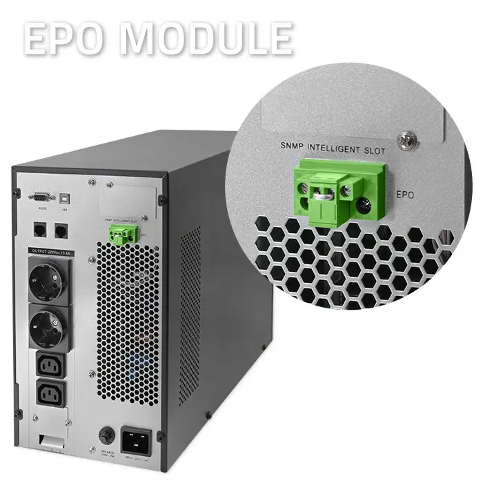 Qoltec Uninterruptible Power Supply (UPS) | 3kVA | 3000W | Power Factor 1.0 | LCD | EPO | USB | Online