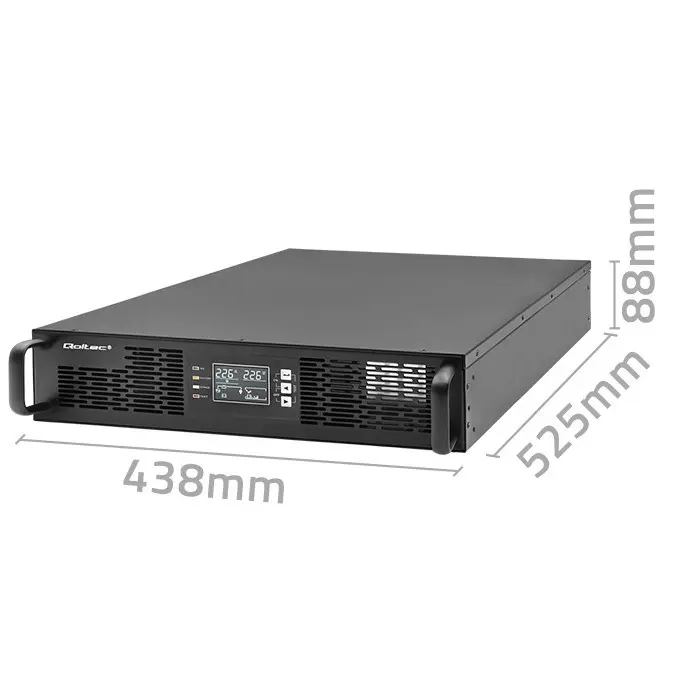 Qoltec Uninterruptible Power Supply (UPS) for RACK | 3kVA | 3000W | Power Factor 1.0 | LCD | EPO | USB | Online