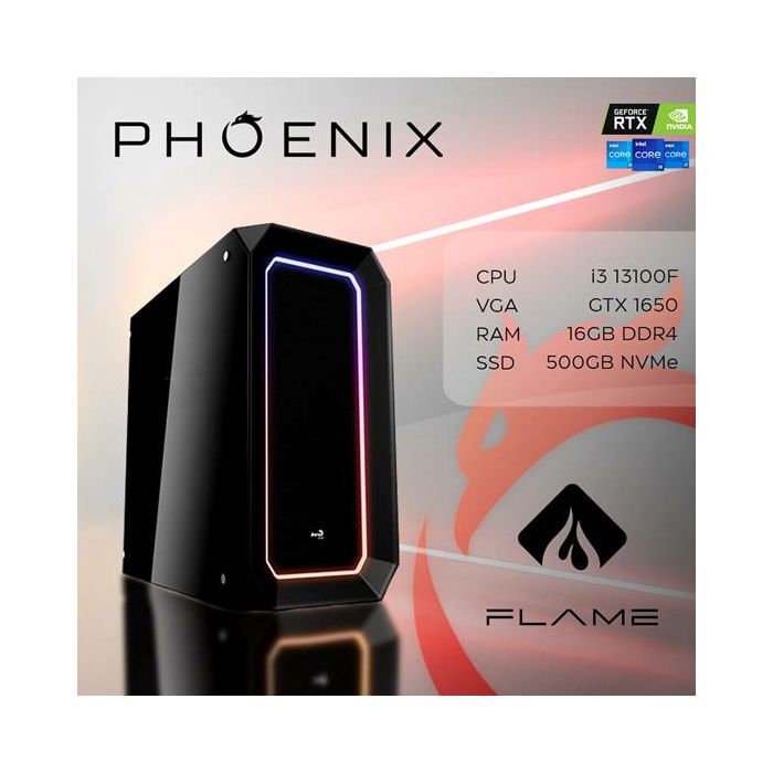 Računalo Phoenix FLAME Y-502 Intel i3-13100F/16GB DDR4/NVME SSD 500GB/GTX 1650