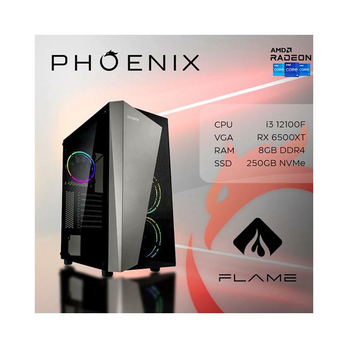 Računalo Phoenix FLAME Z-554 Intel i3-12100F/8GB DDR4/NVME SSD 250GB/RX 6500XT