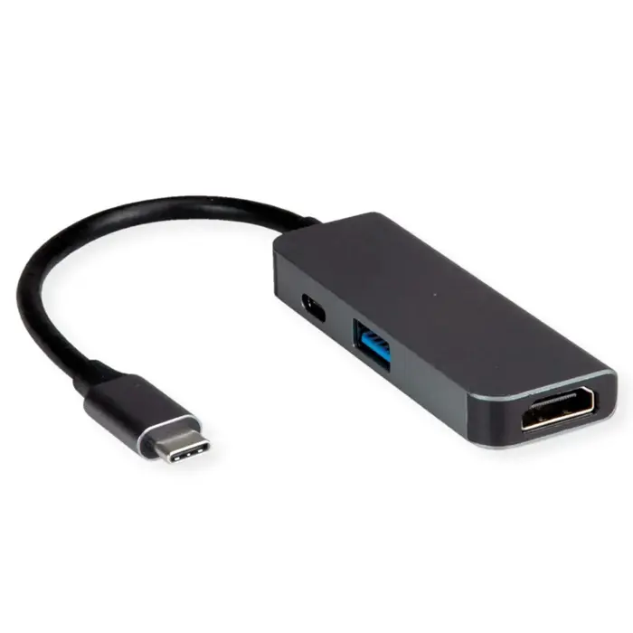 Roline VALUE USB C-HDMI Adapter, M/F, 1x USB 3.2 Gen 1 A, 1x Type C (Power Delivery)