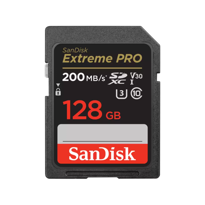 SanDisk Extreme PRO 128GB SDXC memory card 200MB/s & 90MB/s Read/Write UHS-I, Class 10, U3, V30