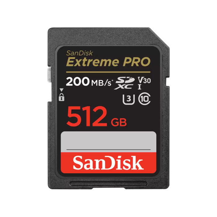 SanDisk Extreme PRO 512GB SDXC memory card + 2 years RescuePRO Deluxe up to 200MB/s & 140MB/s read/write, UHS-I, Class 10, U3, V30