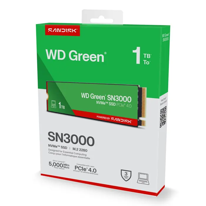 SanDisk Green WD ™ SN3000 NVMe™ SSD POWERED BY 1 TB