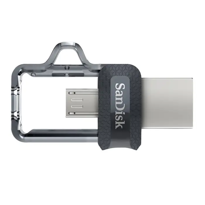 SanDisk Ultra Dual m3.0 USB flash drive 128 GB USB Type-A / Micro-USB 3.2 Gen 1 (3.1 Gen 1) Black, Silver, Transparent