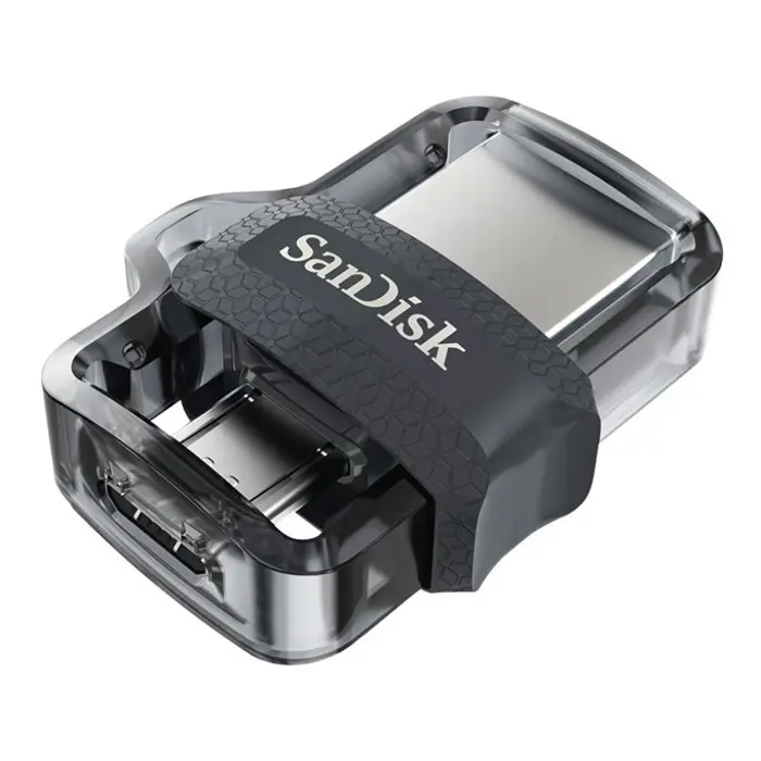 SanDisk Ultra Dual m3.0 USB flash drive 32 GB USB Type-A / Micro-USB 3.2 Gen 1 (3.1 Gen 1) Black, Silver, Transparent