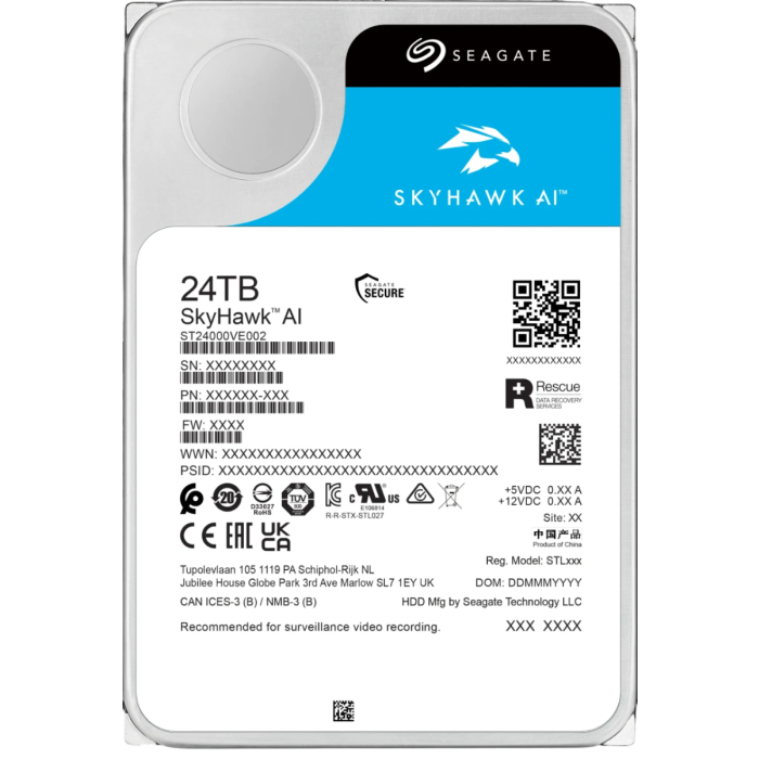 Seagate 24TB SkyHawk AI 3,5" SATA 6Gb/s 7200rpm 512MB HDD disk