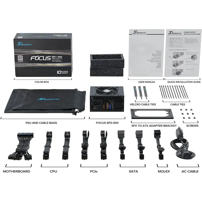 Seasonic PRIME PX-650, PC power supply (black, 4x PCIe, cable management, 650 watts)