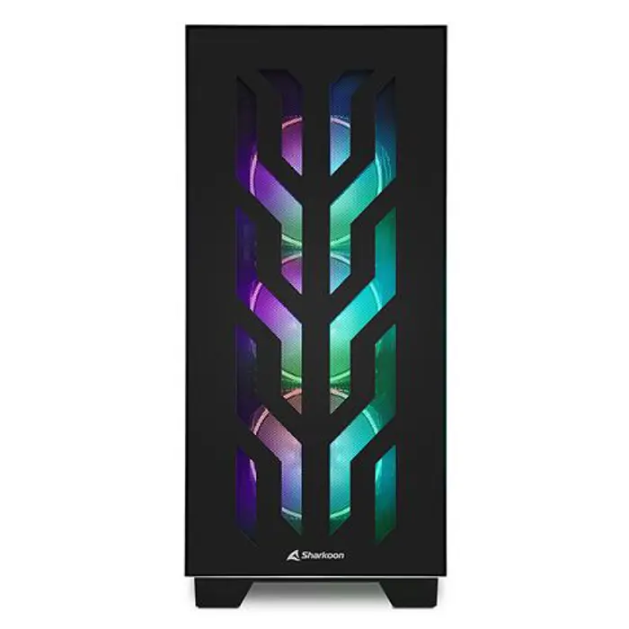 Sharkoon ELITE SHARK CA300T Tower E-ATX kućište bez napajanja, prozirne bočne stranice, prednji/stražnji RGB ventilatori 4×120mm, crno