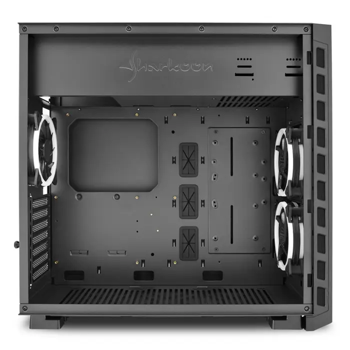 Sharkoon NIGHT SHARK RGB Midi-Tower ATX kućište bez napajanja, prozirna bočna stranica, RGB prednji/stražnji ventilatori 3×120mm, crno