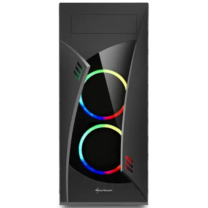 Sharkoon NIGHT SHARK RGB Midi-Tower ATX kućište bez napajanja, prozirna bočna stranica, RGB prednji/stražnji ventilatori 3×120mm, crno