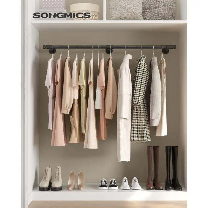 SONGMICS Clothes Hanger for Wall 30.4 x 170 x 7 cm Black